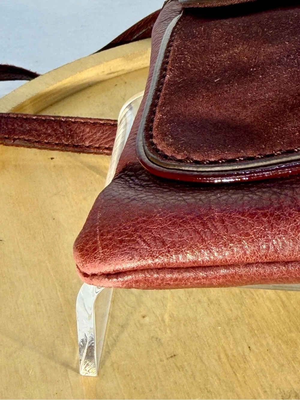 Fossil Burgundy Leather & Suede Crossbody